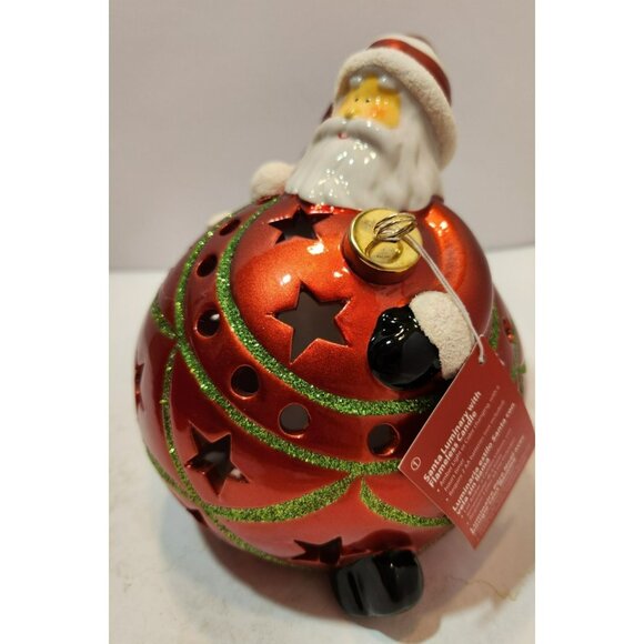 Home Reflections Ceramic Luminary Santa Ornament w/ Colorful Lights or Candle - Picture 11 of 16